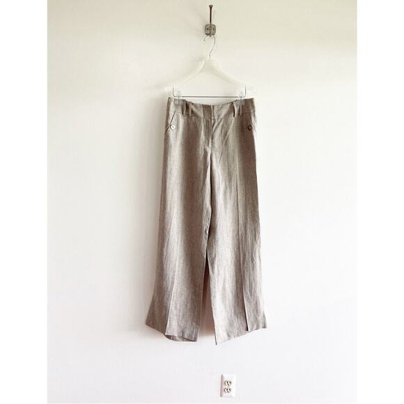 Etcetera Brown Tan Linen Wide Leg Pants Size 6 - Picture 1 of 7
